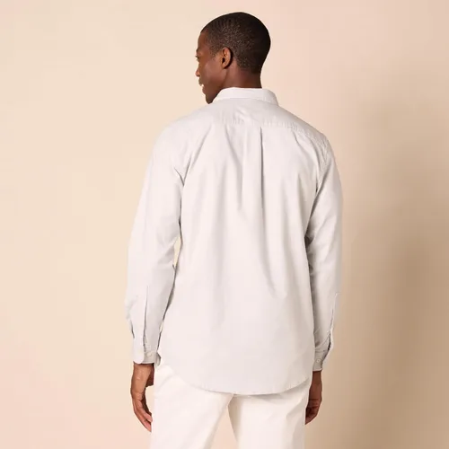 Vista 3 de Tienda Essentials Camisa Oxford elástica de manga larga ajustada con bolsillo para hombre