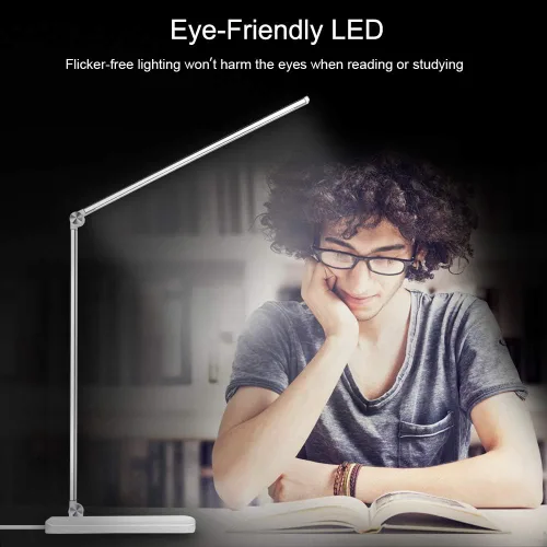 Vista 5 de AFROG Lámpara de escritorio LED multifuncional con puerto de carga USB, 5 modos de iluminación, 5 niveles de brillo, control sensible, temporizador