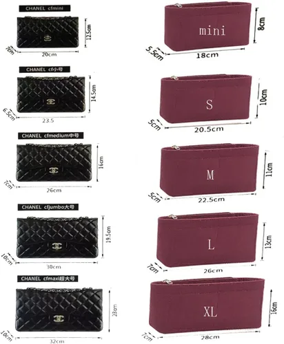 Vista 2 de Lckaey Organizador de inserción de bolso para chanel pequeño bolso clásico con solapa, organizador de fieltro para bolso de primera calidad, sin