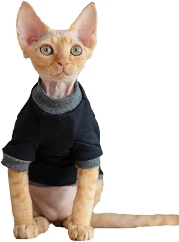 Vista 8 de Ropa para gatos sin pelo, camisa de algodón transpirable, para primavera, verano, otoño, gato, ropa para esfinge, Cornish Rex, Devon Rex, Peterbald