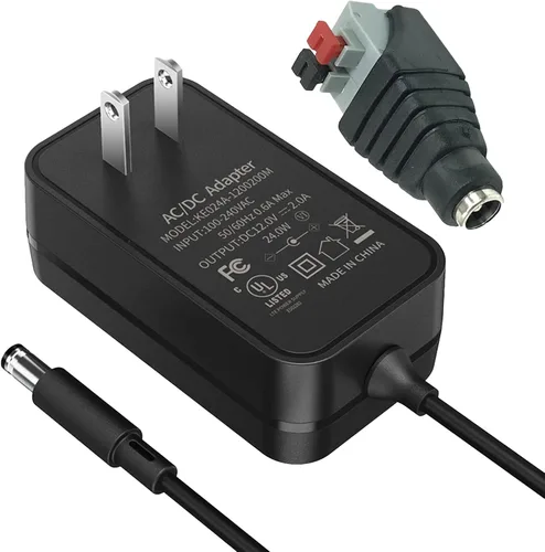 Vista 2 de Fuente de alimentación Dc12v 2A 24W AC/DC Convertidor Adaptador 100V-240V AC a 24V DC 2A Cargador de conmutación Enchufe Universal Driver