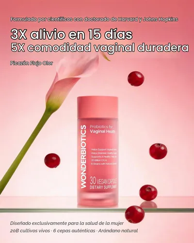 Vista 2 de Probióticos para la salud vaginal para mujeres, equilibrio de pH, levadura, suplemento de control de olores, 20 mil millones de UFC, 6 cepas