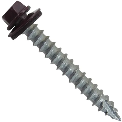 Vista 9 de TORNILLOS PARA TECHOS DE METAL #14: (250) Tornillos x 1" ABC GRIS Tornillo para techo de chapa metálica con cabeza hexagonal y arandela.