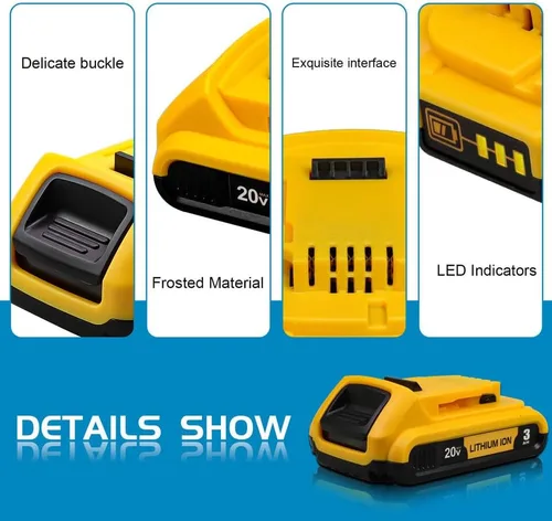 Vista 6 de Batería de repuesto para Dewalt DCD771 DCD708 DCD777 DCD791 DCD785 DCD771c2 DCD777c2 DCD780 DCD796 DCD999 DCD985 DCD800 DCD793d1 DCD7099 DCD80 5