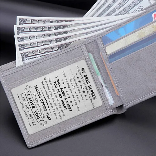 Vista 4 de Yobent Regalos de sobrino de la tía, tarjeta de cumpleaños de sobrino feliz, tarjeta de billetera personalizada regalo de tía favorita