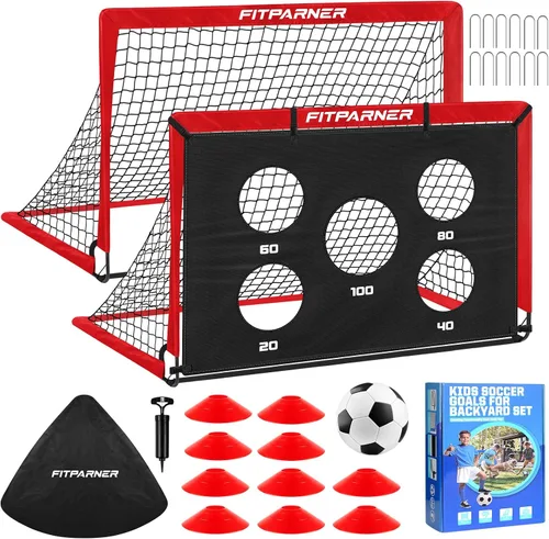 Vista 14 de Portería de fútbol, portería de fútbol para niños en el patio trasero, 2 unidades, redes de fútbol portátiles de 4 x 3/6 x 4 pies con objetivo