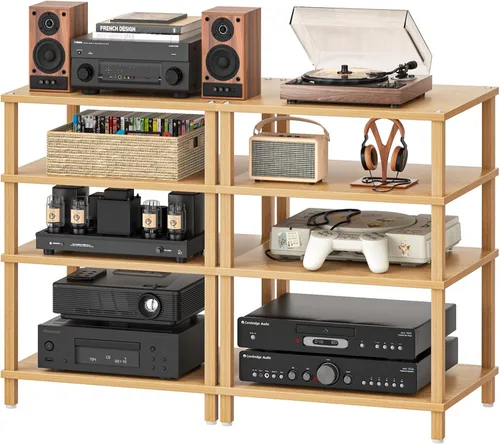 Vista 18 de Soporte para reproductor multimedia AV de 3 niveles, gabinete estéreo, gabinete estéreo moderno, estante de consola de juegos, soporte de TV