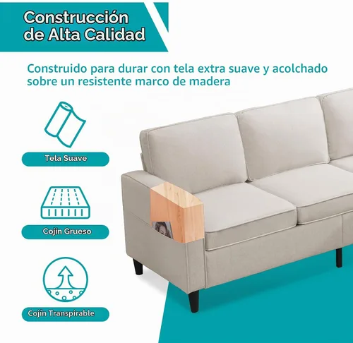 Vista 7 de BALUS Juego de sofás de sala de estar de 78 pulgadas, sofá de 3 plazas con bolsillo lateral y juego de muebles otomanos de almacenamiento, sofá