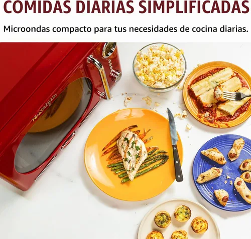 Vista 7 de Nostalgia Horno microondas retro compacto para encimera, 0.7 pies cúbicos, 700 vatios con pantalla digital LED, bloqueo para niños, interior fácil
