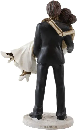 Vista 4 de Ebros Love Never Dies Romántico Esqueleto Nupcial Pareja Marido Llevando Esposa Noche de Boda Figura Día de los Muertos Gótico Novia y Novio