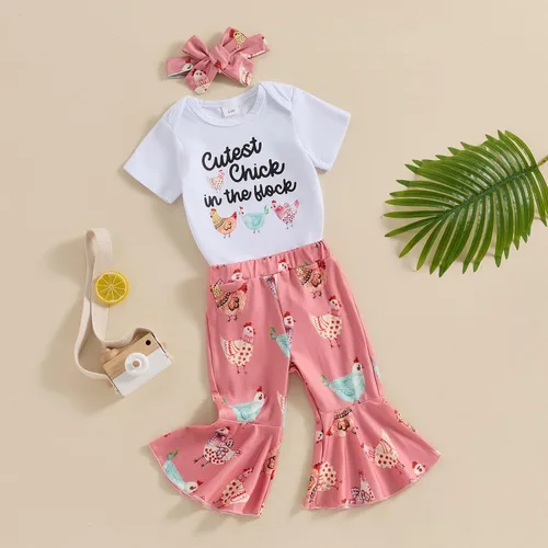 Vista 129 de Sejardin Ropa de verano para bebé y niña, recién nacida, manga corta, con letras, mameluco elástico con diadema