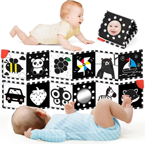 Vista 8 de BBWOO High Contrast Baby Toys for Newborn, Tummy Time Mirror