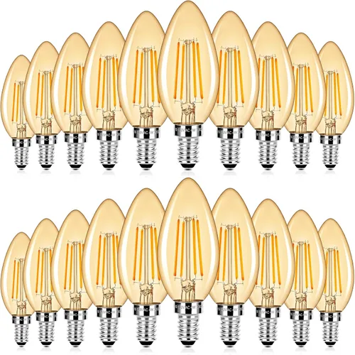 Vista 22 de E12 LED Candelabra Bulbs 40 Watt Equivalent, 4W Vintage Candle Light Bulbs Dimmable, 350Lm Amber Warm White 2200K B10 Edison Bulb, Filament Clear