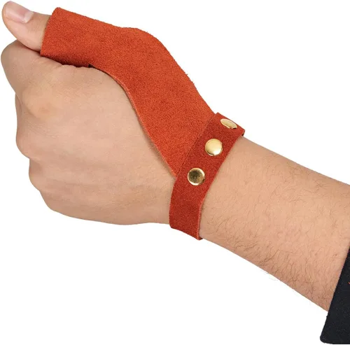Vista 7 de TOPARCHERY Guantes de flecha 2 dedos protector de cuero para mano derecha izquierda caza tiro objetivo recurvo caballo arco