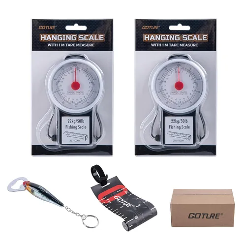 Vista 11 de Goture 2 básculas colgantes de pesca, báscula mecánica de cocina y pesca de peces, báscula de peso portátil multiusos con cinta métrica