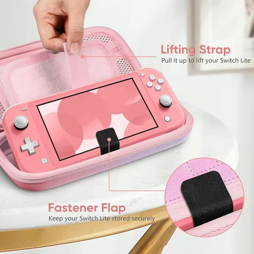 Vista 6 de Fintie Carrying Case for Nintendo Switch Lite 2019, Shockproof Hard Shell Protective Cover Travel Bag w15 Game Card & 2 Micro SD Card Slots for