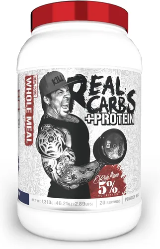 Vista 10 de 5% Nutrition Rich Piana - Proteína en polvo de reemplazo de comida Clean Mass Gainer - Carbohidratos para comidas antes del entrenamiento/después