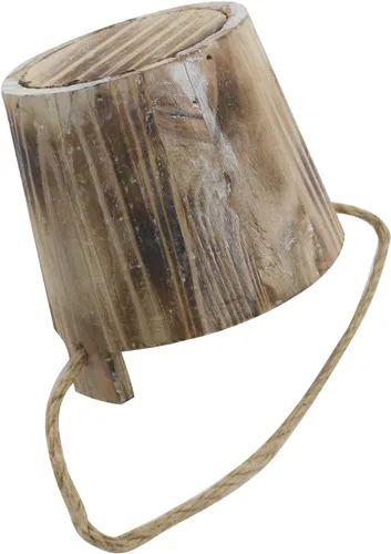 Vista 5 de MY MIRONEY Macetas de 20 onzas, maceta de barril de madera vintage, maceta rústica sólida con asas de metal y marco para maceta