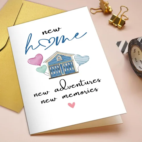 Vista 4 de Qiliji Nueva tarjeta de casa, tarjeta de inauguración de la casa, felicitaciones por su casa tarjetas, tarjetas de apartamento, nuevas aventuras