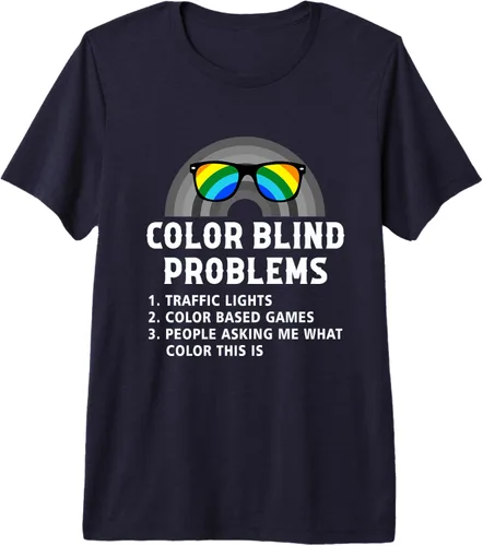 Vista 4 de Color Blind Problems Blindness Test Eye Glasses Rainbow Premium T-Shirt