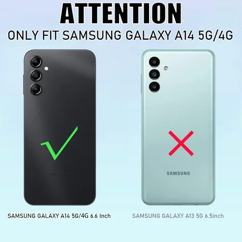 Vista 5 de Funda compatible con Samsung Galaxy A14 5G con protector de pantalla, protección de grado militar, resistente de 3 capas a prueba de golpes