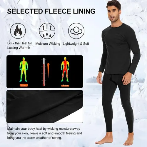 Vista 2 de SIMIYA Ropa interior térmica para hombre, ropa interior térmica ultra suave para hombre
