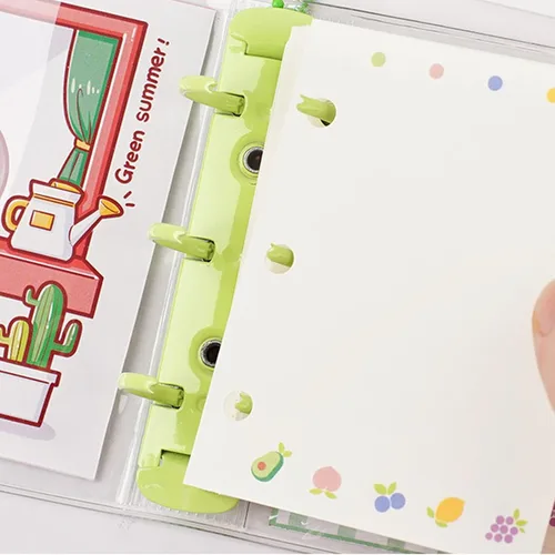 Vista 5 de Mini cuadernos transparentes con llavero, plástico suave de PVC, 3 anillos redondos, cubierta planificadora, protector de cuaderno con papeles