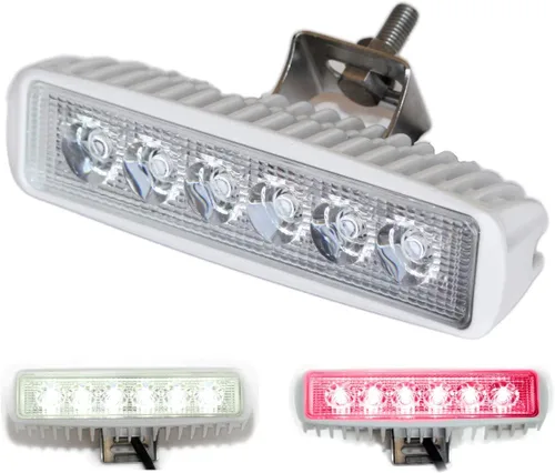 Vista 7 de Wave One Marine Luz LED de dos colores para barco, esparcidor de cubierta con haz de inundación, hardware y soporte de acero inoxidable IP68