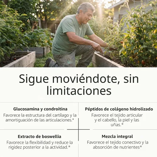 Vista 4 de Suplemento de condroitina de colágeno y sulfato de glucosamina con boswellia, MSM, bromelina, quercetina y metionina. Apoyo articular