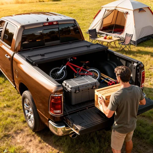 Vista 8 de OEDRO Cubierta rígida de cuádruple plegable para Dodge Ram 1500 2009-2018, para Ram 1500 Classic 2019-2024 con caja de 5.7 pies sin Rambox