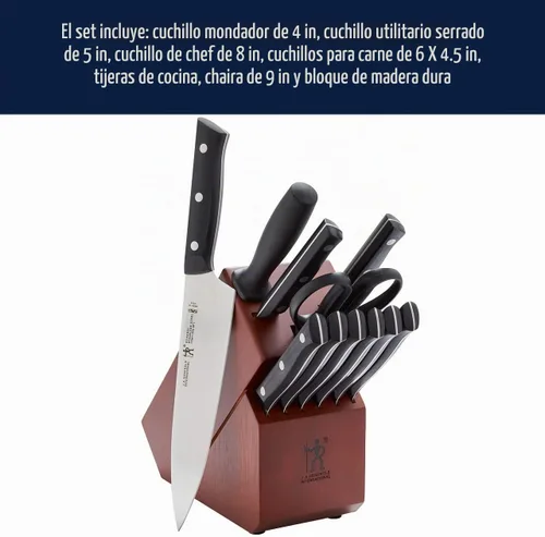 Vista 9 de HENCKELS Dynamic Razor-Sharp - Juego de cuchillos de 12 piezas, cuchillo de chef, cuchillo de pan, cuchillo de carne, diseño alemán informado por