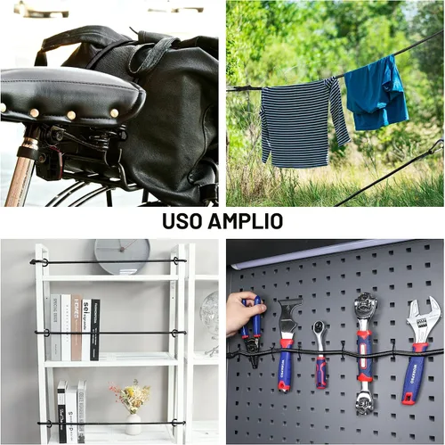 Vista 8 de WORKPRO Cuerdas elásticas de 24 pulgadas con ganchos, paquete de 4 correas elásticas de goma superior resistente, cuerda elástica fuerte para tienda