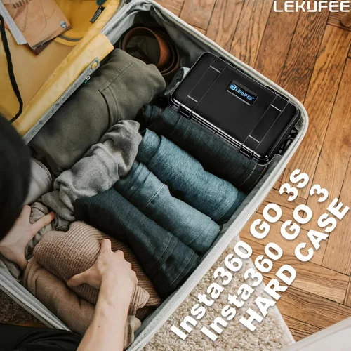 Vista 7 de Lekufee Funda rígida impermeable de viaje para Insta360 GO 3S/3, cámara de acción, cámara de vlogging y accesorios (solo funda)