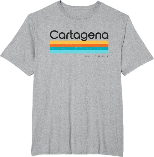 Vista 44 de Camiseta vintage de Cartagena Colombia con diseño retro, Blanco, S