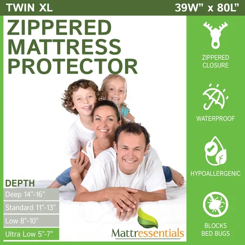 Vista 11 de Protector de colchón individual con cremallera (5 a 7 pulgadas de profundidad), funda de colchón impermeable para chinches de cama, funda