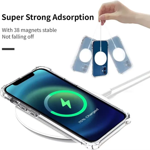 Vista 5 de Funda magnética transparente para Huawei Mate 40 Pro compatible con MagSafe, funda de silicona suave TPU parachoques Slim Fit Hard Back a prueba