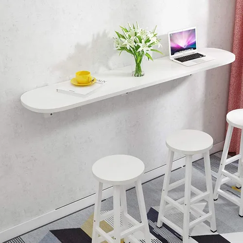 Vista 9 de QQXX Mesa plegable montada en la pared, mesa de comedor resistente que ahorra espacio, mesa de trabajo larga plegable fácil de montar, escritorio
