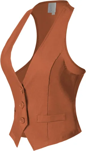 Vista 2 de Chaleco de esmoquin de espalda cruzada, versátil, diseño informal o formal, para mujer, de Design by Olivia
