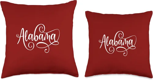 Vista 3 de BDAZ Alabama Bama Fancy White Script Design - Almohada para mujeres y adolescentes, 16 x 16 pulgadas, multicolor