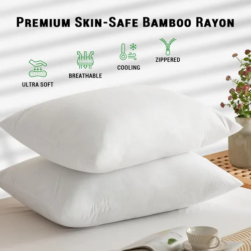 Vista 2 de Funda de almohada impermeable de bambú y rayón de Gogreen, funda de almohada transpirable, protector de almohada refrescante con cremallera, funda