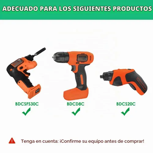 Vista 2 de Mrgru Cargador USB para taladro manual 90627870-01 compatible con Black and Decker BDCSFS30C BDCSFS30C-CA BDCS20C BDCS50C BDCD8C Adaptador de fuente