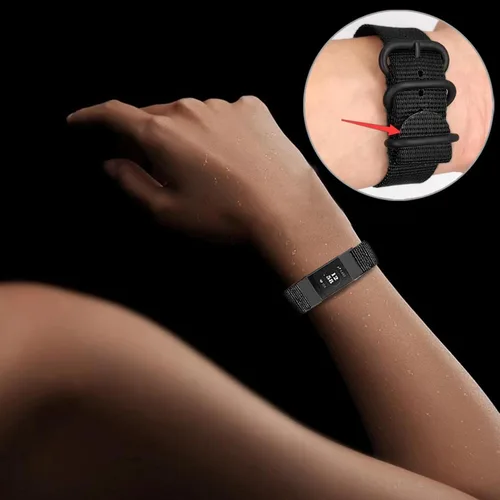 Vista 6 de Abanen Bandas de nailon para Fitbit Charge 6 / Charge 5, correa de nailon tejido de secado rápido con cierre de anillo de acero inoxidable ajustable