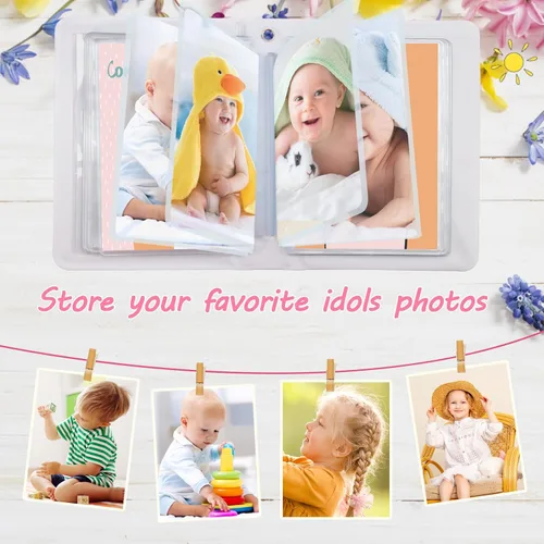 Vista 6 de Kpop - Carpeta para tarjetas fotográficas Kpop de 3 pulgadas, mini carpeta de tarjetas de fotos con 40 bolsillos/dijes de cereza, álbum de fotos