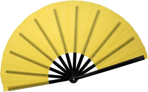 Vista 35 de QIRMIZI Abanico grande plegable para rave – Abanicos de tela de nailon, abanicos retro vintage para kung fu, tai chi, danza, festivales de música
