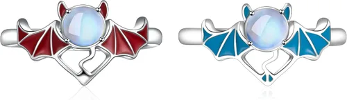 Vista 2 de Anillos a juego para parejas para mejor amiga, tamaño ajustable, lindo anillo de promesa de boda, joyería para mujeres, hombres, él, ella, juego