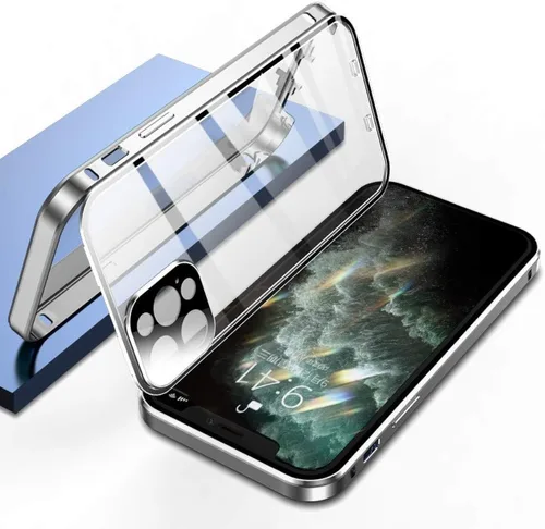 Vista 16 de Funda antiespía doble con bloqueo de seguridad para iPhone 11 Pro, carcasa de aluminio con protector de pantalla para lente de cámara, protección