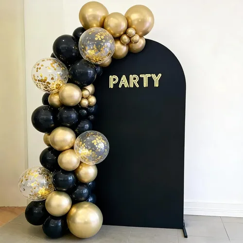 Vista 3 de 60 globos de confeti negro y dorado, globos metálicos de látex dorado y negro de 12 pulgadas para graduación 2026, aniversario, cumpleaños, Navidad