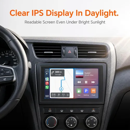 Vista 4 de Haudio Estéreo de Coche de 7" Doble DIN con Apple CarPlay Inalámbrico y Android Auto, Radio de Coche Bluetooth con Pantalla Táctil, Navegación