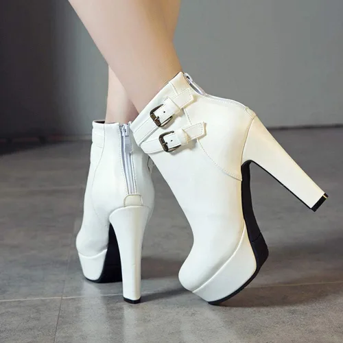 Vista 13 de Scaoruki Zapatos de otoño de moda para mujer, botines de tacón de bloque