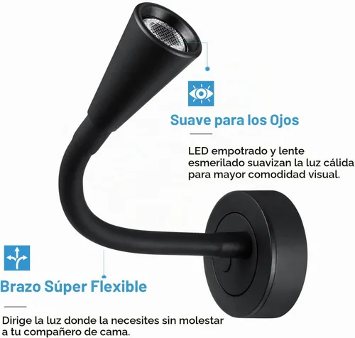 Vista 2 de Acegoo Luz de lectura LED de 12 V, lámpara de lectura regulable con cargador USB, luz de cuello flexible de 12 voltios para barco, cámper